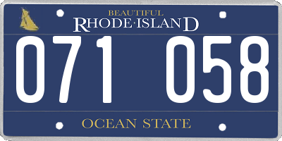 RI license plate 071058