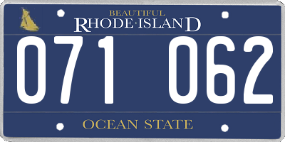 RI license plate 071062