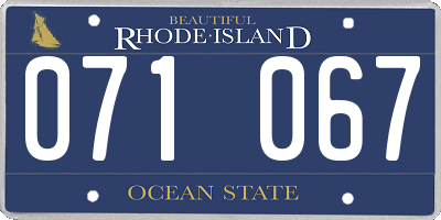 RI license plate 071067