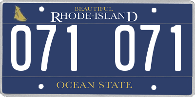 RI license plate 071071