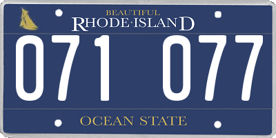 RI license plate 071077