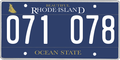 RI license plate 071078