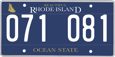 RI license plate 071081