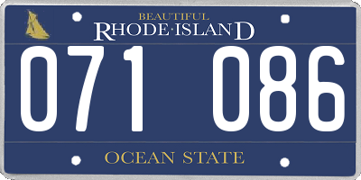 RI license plate 071086