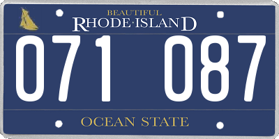 RI license plate 071087