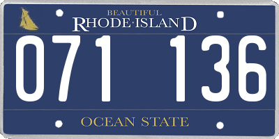 RI license plate 071136