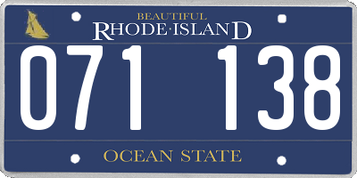 RI license plate 071138