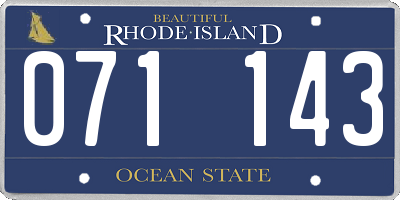 RI license plate 071143