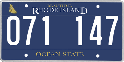 RI license plate 071147