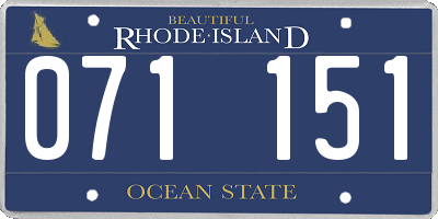 RI license plate 071151