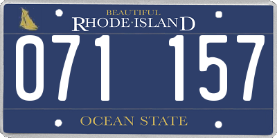 RI license plate 071157