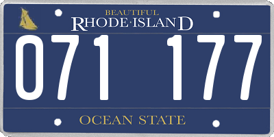 RI license plate 071177