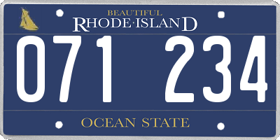 RI license plate 071234