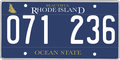 RI license plate 071236