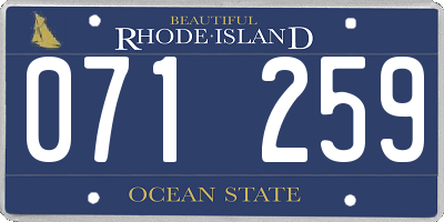 RI license plate 071259