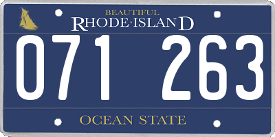 RI license plate 071263