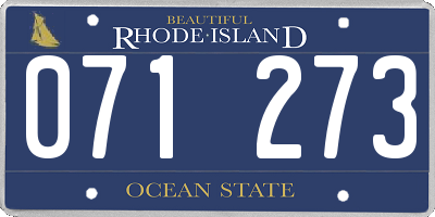 RI license plate 071273