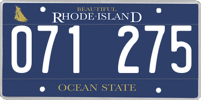 RI license plate 071275