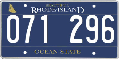 RI license plate 071296