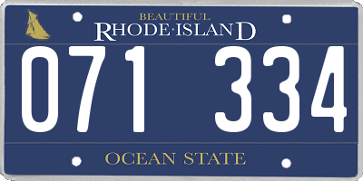 RI license plate 071334