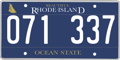 RI license plate 071337
