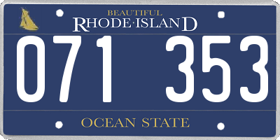 RI license plate 071353