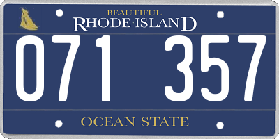 RI license plate 071357