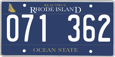 RI license plate 071362