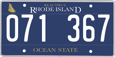 RI license plate 071367