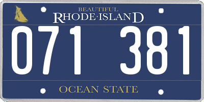 RI license plate 071381