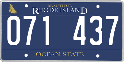 RI license plate 071437