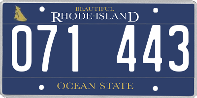 RI license plate 071443