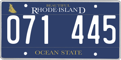 RI license plate 071445