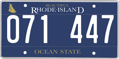 RI license plate 071447