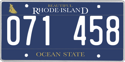 RI license plate 071458