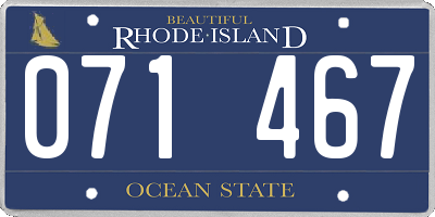 RI license plate 071467