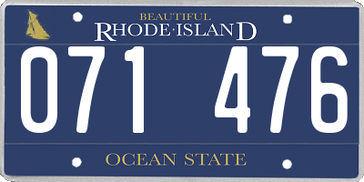 RI license plate 071476
