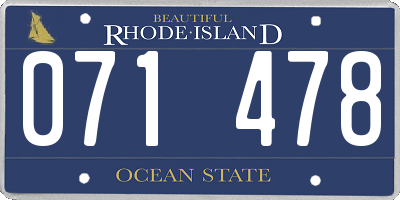 RI license plate 071478