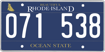 RI license plate 071538