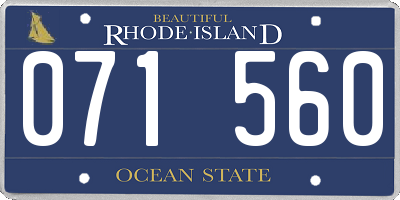 RI license plate 071560