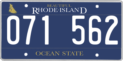 RI license plate 071562