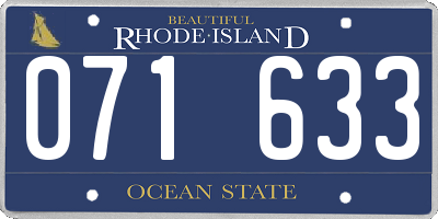 RI license plate 071633