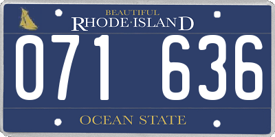 RI license plate 071636