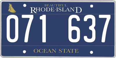 RI license plate 071637