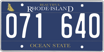 RI license plate 071640