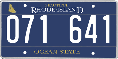 RI license plate 071641