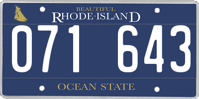 RI license plate 071643