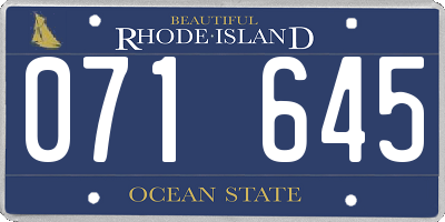 RI license plate 071645