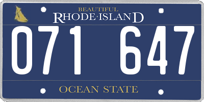 RI license plate 071647