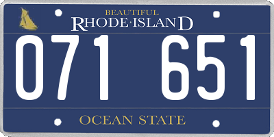 RI license plate 071651